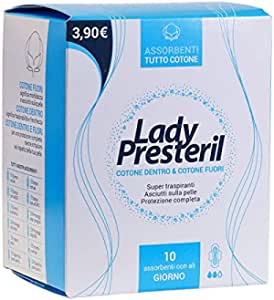 LADY PRESTERIL ASSORBENTI GIORNO CON ALI RIPIEGATI BIODEGRADABILI 10 PEZZI - Farmamood