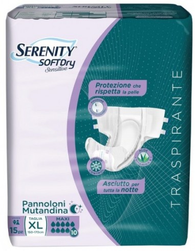 PANNOLONE MUTANDINA SERENITY SD SENSITIVE MAXI XL 15 PEZZI - Farmamood