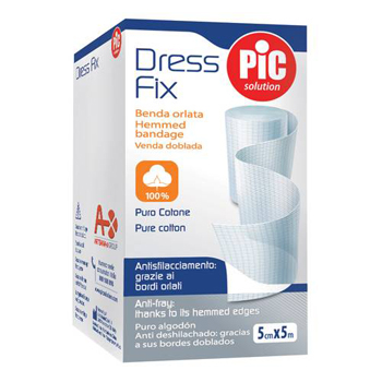 BENDA IN GARZA IDROFILA ORLATA PIC DRESSFIX 5X500CM FUSTELLA - Farmamood