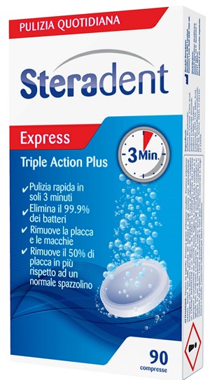 STERADENT TRIPLE ACTION PLUS 90 COMPRESSE PULENTI - Farmamood
