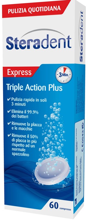 STERADENT TRIPLE ACTION PLUS 60 COMPRESSE PULENTI - Farmamood