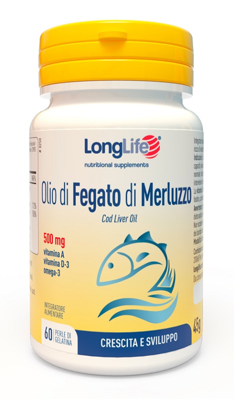LONGLIFE OLIO FEGATO MERLUZZO 500 MG 60 PERLE - Farmamood