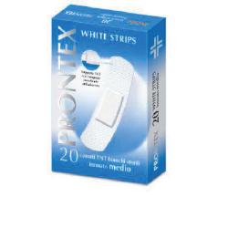 CEROTTO PRONTEX WHITE STRIPS IN TESSUTO NON TESSUTO BIANCO STERILE SCATOLA 20 CEROTTI MEDI - Farmamood