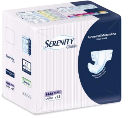 PANNOLONE PER INCONTINENZA A MUTANDINA SERENITY CLASSIC FORMATO MAXI TAGLIA LARGE 15 PEZZI - Farmamood