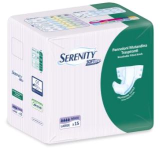 PANNOLONE PER INCONTINENZA SERENITY SOFTDRY FORMATO MAXI TAGLIA LARGE 15 PEZZI - Farmamood