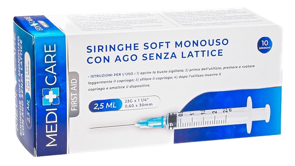SIRINGA SOFT CAPACITA' 2,5ML AGO GAUGE 23 CONFEZIONE 10 PEZZI GAMMADIS - Farmamood