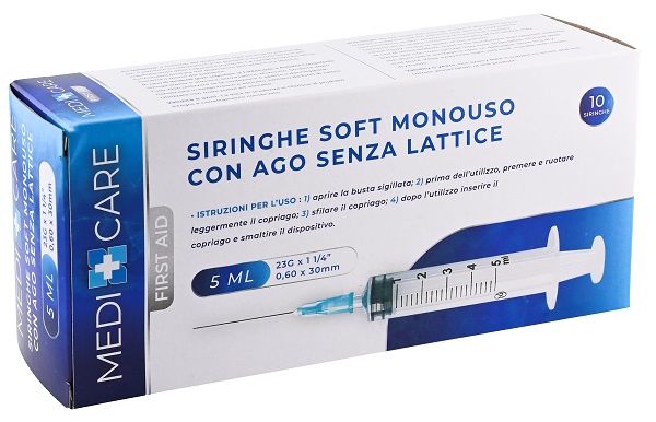 SIRINGA SOFT CAPACITA' 5ML AGO GAUGE 23 CONFEZIONE 10 PEZZI GAMMADIS - Farmamood