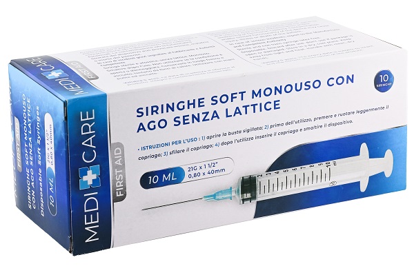 SIRINGA SOFT CAPACITA' 10ML AGO GAUGE 21 CONFEZIONE 10 PEZZI GAMMADIS - Farmamood