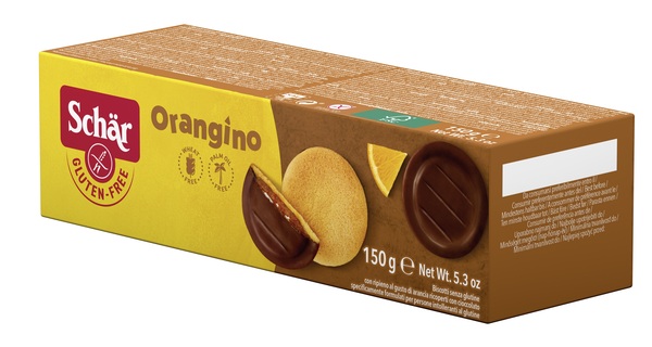 SCHAR ORANGINO BISCOTTI CON RIPIENO AL GUSTO DI ARANCIA RICOPERTI CON CIOCCOLATO 150 G - Farmamood