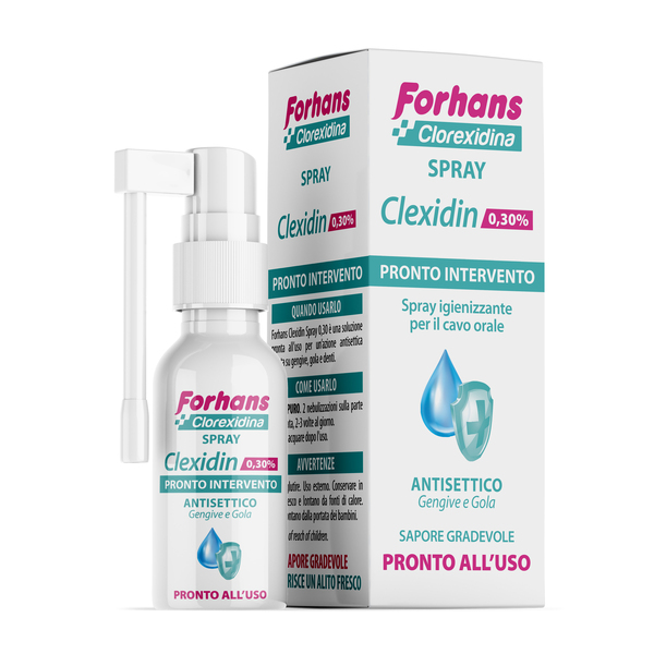COLLUTORIO SPRAY CON CLOREXIDINA FORHANS CLEXIDIN 50ML - Farmamood