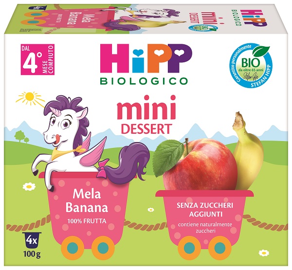HIPP BIO FRUTTA GRATTUGGIATA MELA BANANA 4X100 G - Farmamood