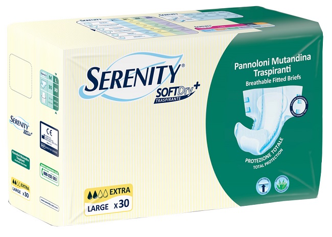 PANNOLONE MUTANDINA PER INCONTINENZA SERENITY SOFTDRY+ EXTRA TAGLIA LARGE 30 PEZZI - Farmamood