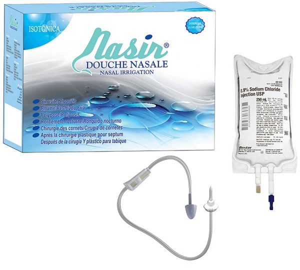 NASIR DOCCIA NASALE CON SOLUZIONE FISIOLOGICA ISOTONICA 6 SACCHE 500 ML + 1 BLISTER - Farmamood