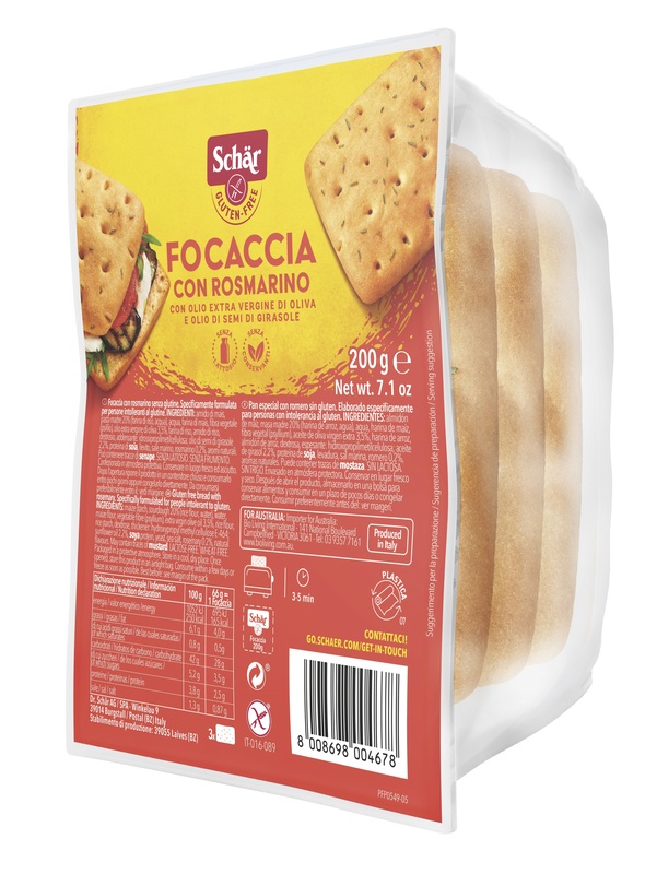 SCHAR FOCACCIA CON ROSMARINO SENZA LATTOSIO 200 G - Farmamood