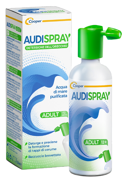 AUDISPRAY ADULT SOLUZIONE DI ACQUA DI MARE IPERTONICA SPRAY SENZA GAS DETERSIONE ORECCHIO 50 ML - Farmamood