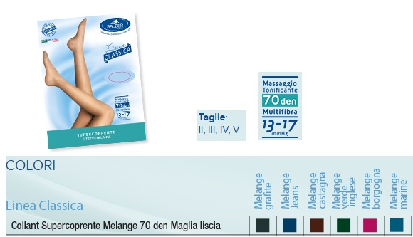 SAUBER COLLANT 70 DENARI SUPER COPRENTE MAGLIA LISCIA MELANGE GRAFITE 4 LINEA CLASSICA - Farmamood