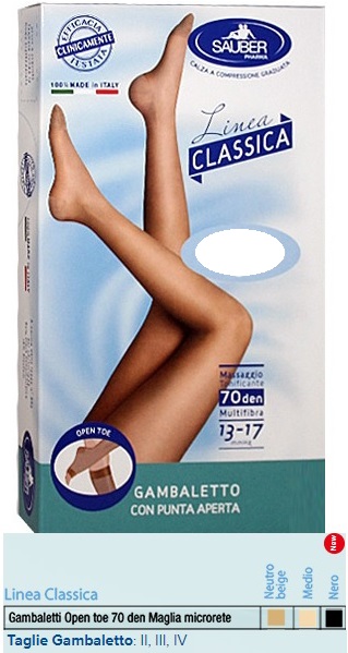 SAUBER GAMBALETTO OPEN TOE MAGLIA MICRORETE 70 DEN COLORE NEUTRO BEIGE TAGLIA 3 LINEA CLASSICA - Farmamood