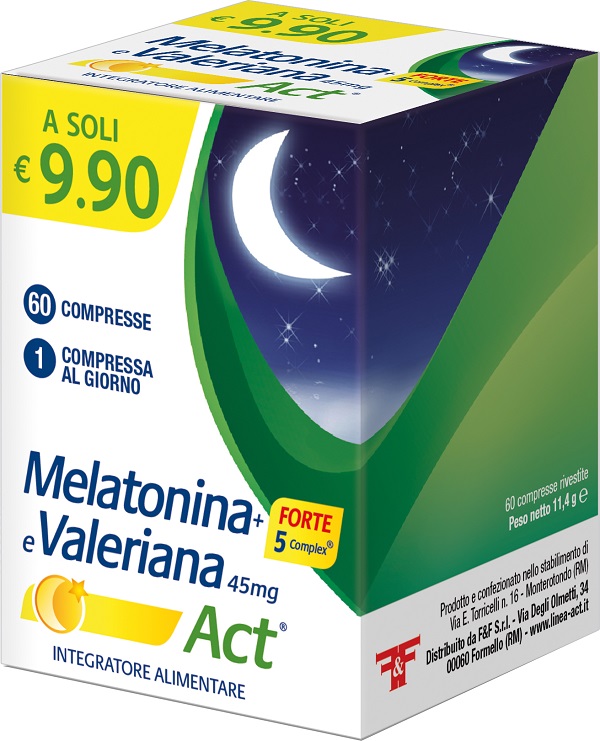 MELATONINA+FORTE 5 COMPLEX E VALERIANA ACT 60 COMPRESSE - Farmamood
