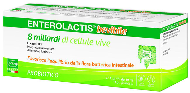 ENTEROLACTIS BEVIBILE 12 FLACONCINI DA 10 ML SOFAR - Farmamood