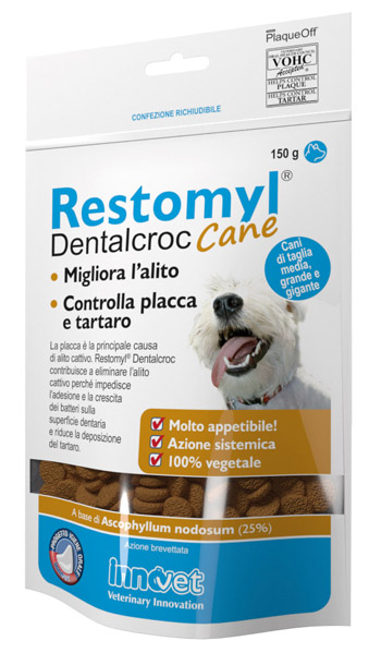 RESTOMYL DENTALCROC CANI TAGLIA MEDIA GRANDE E GIGANTE BUSTA 150 G - Farmamood
