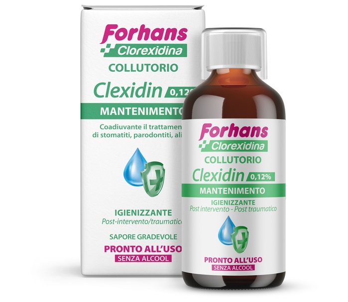 FORHANS COLLUTORIO CON CLOREXIDINA 0,12 CLEXIDIN SENZA ALCOOL 200 ML - Farmamood