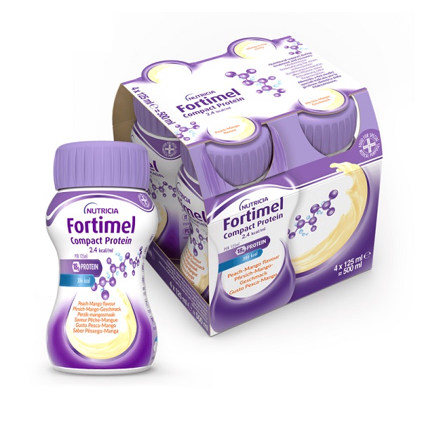 NUTRICIA FORTIMEL COMPACT PROTEIN GUSTO PESCA E MANGO 4 BOTTIGLIE DA 125 ML - Farmamood