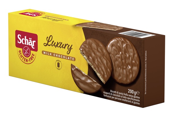 SCHAR LUXURY BISCOTTI DI PASTA FROLLA RICOPERTI DI CIOCCOLATO AL LATTE 200 G - Farmamood