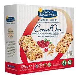 PIACERI MEDITERRANEI CEREALORO BARRETTA DI RISO CON MAIS E MIRTILLI ROSSI 6 PEZZI DA 21,5 G - Farmamood