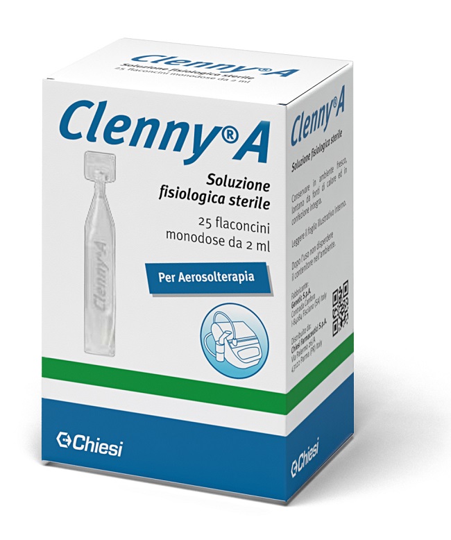 CLENNY A SOLUZIONE FISIOLOGICA STERILE PER AEROSOLTERAPIA 25 FLACONCINI MONODOSE DA 2 ML - Farmamood