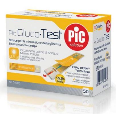 STRISCE MISURAZIONE GLICEMIA PIC GLUCOTEST 50 PEZZI - Farmamood