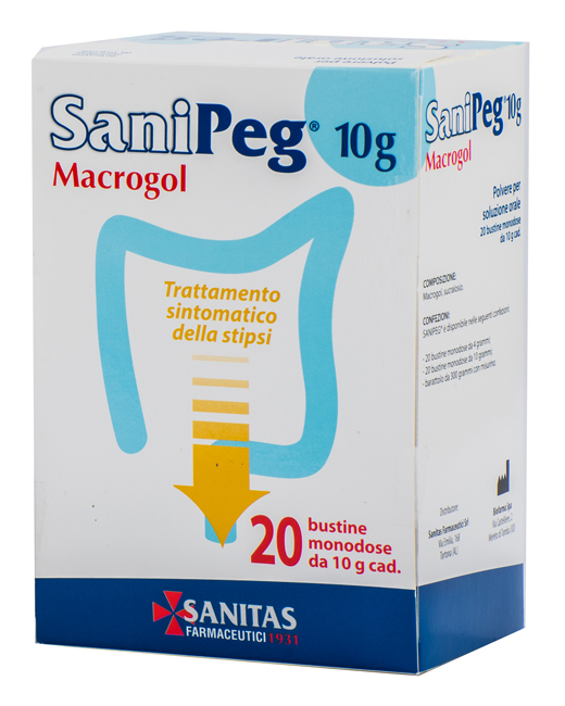 SANIPEG MACROGOL POLVERE PER SOLUZIONE ORALE 20 BUSTE DA 10 G - Farmamood