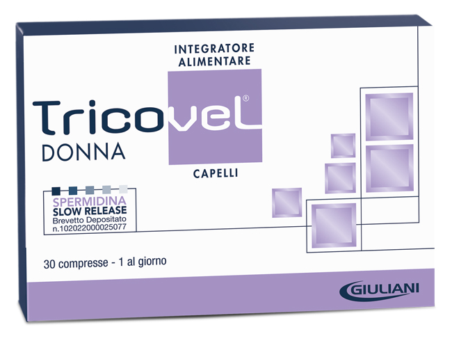TRICOVEL DONNA INTEGRATORE ALIMENTARE CON NUTRIENTI SPECIFICI PER CAPELLI 30 COMPRESSE - Farmamood
