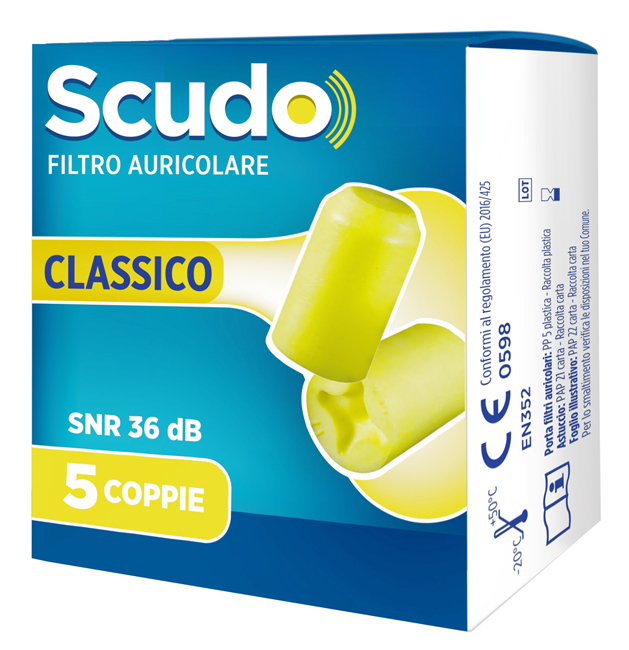 SCUDO FILTRO AURICOLARE CLASSICO SNR 36 DB 7-12MM 5 PAIA - Farmamood