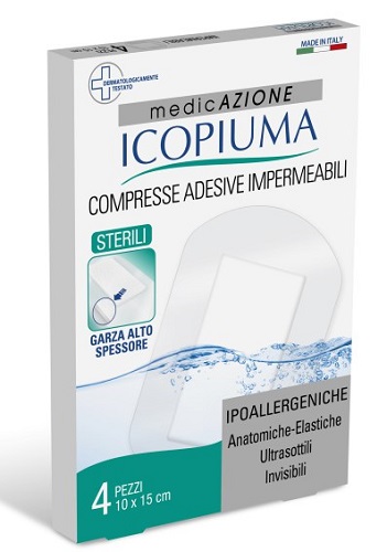 ICOPIUMA GARZA COMPRESSA MEDICATA POSTOPERATORIA 10X15 CM 4 PEZZI - Farmamood