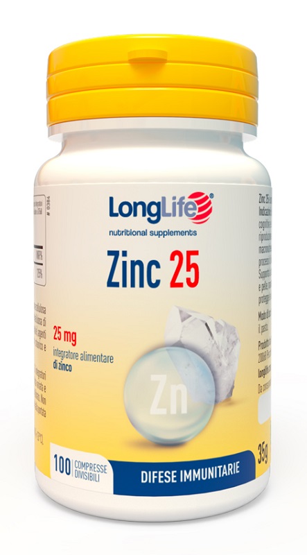 LONGLIFE ZINC 25 MG 100 COMPRESSE - Farmamood