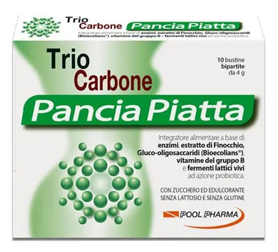TRIOCARBONE PANCIA PIATTA 10 BUSTINE BIPARTITE 4 G - Farmamood