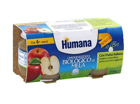 HUMANA OMOGENEIZZATO MELA BIO 2 VASETTI 100G - Farmamood