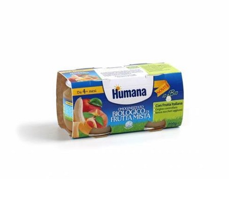 HUMANA OMOGENEIZZATO FRUTTA MISTA BIO 2 VASETTI 100 G - Farmamood