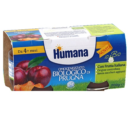 HUMANA OMOGENEIZZATO PRUGNA BIO 2 VASETTI 100 G - Farmamood