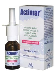 ACTIMAR SOLUZIONE NASALE SPRAY SALINA 3% CON ACIDO IALURONICO + MSM 20 ML CON EROGATORE - Farmamood