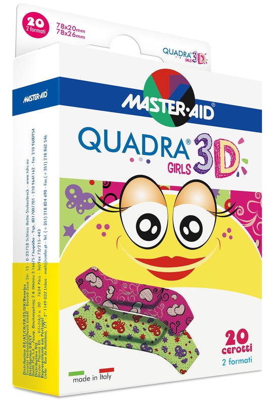 CEROTTO MASTER-AID QUADRA 3D GIRLS 20 PEZZI ASSORTITI - Farmamood