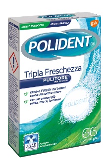POLIDENT TRIPLA FRESCHEZZA 66 COMPRESSE - Farmamood