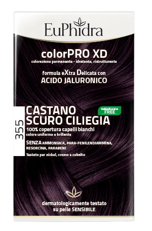 EUPHIDRA COLORPRO XD 355 CASTANO SCURO CILIEGIA GEL COLORANTE CAPELLI IN FLACONE + ATTIVANTE + BALSAMO + GUANTI - Farmamood