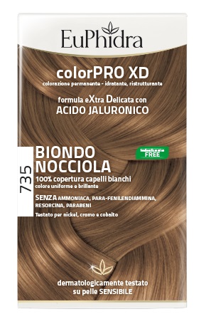 EUPHIDRA COLORPRO XD 735 BIONDO NOCCIOLA GEL COLORANTE CAPELLI IN FLACONE + ATTIVANTE + BALSAMO + GUANTI - Farmamood
