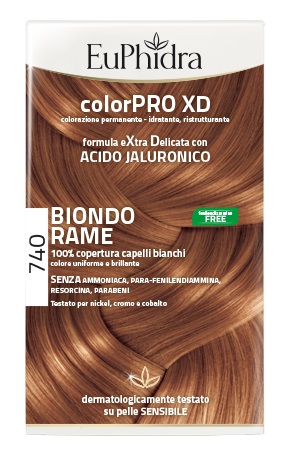 EUPHIDRA COLORPRO XD 740 BIONDO RAME GEL COLORANTE CAPELLI IN FLACONE + ATTIVANTE + BALSAMO + GUANTI - Farmamood