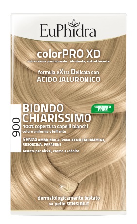 EUPHIDRA COLORPRO XD 900 BIONDO CHIARISSIMO GEL COLORANTE CAPELLI IN FLACONE + ATTIVANTE + BALSAMO + GUANTI - Farmamood