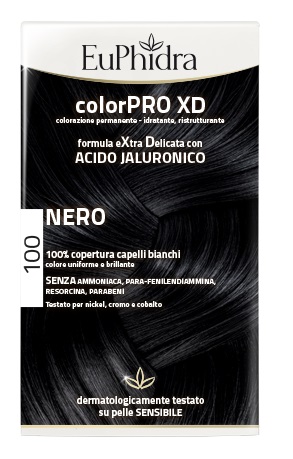 EUPHIDRA COLORPRO XD 100 NERO GEL COLORANTE CAPELLI IN FLACONE + ATTIVANTE + BALSAMO + GUANTI - Farmamood