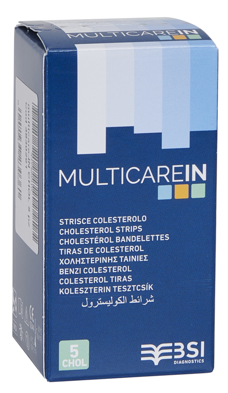 TEST COLESTEROLEMIA MULTICARE IN COLESTEROLO IN STRISCE CON ASPIRAZIONE CAPILLARE 5 PEZZI - Farmamood