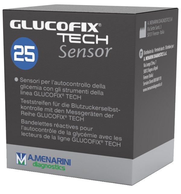 STRISCE MISURAZIONE GLICEMIA GLUCOFIX TECH SENSOR 25 PEZZI - Farmamood