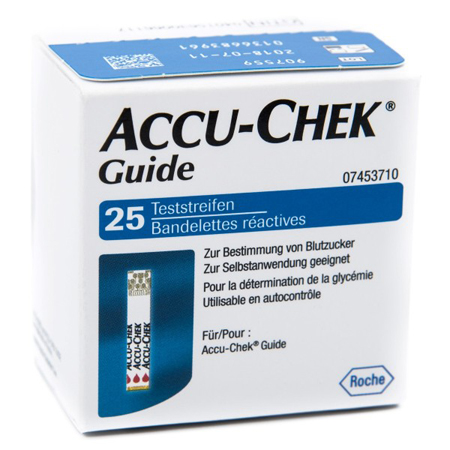 STRISCE MISURAZIONE GLICEMIA ACCU-CHEK GUIDE 25 PEZZI CONFEZIONE RETAIL - Farmamood